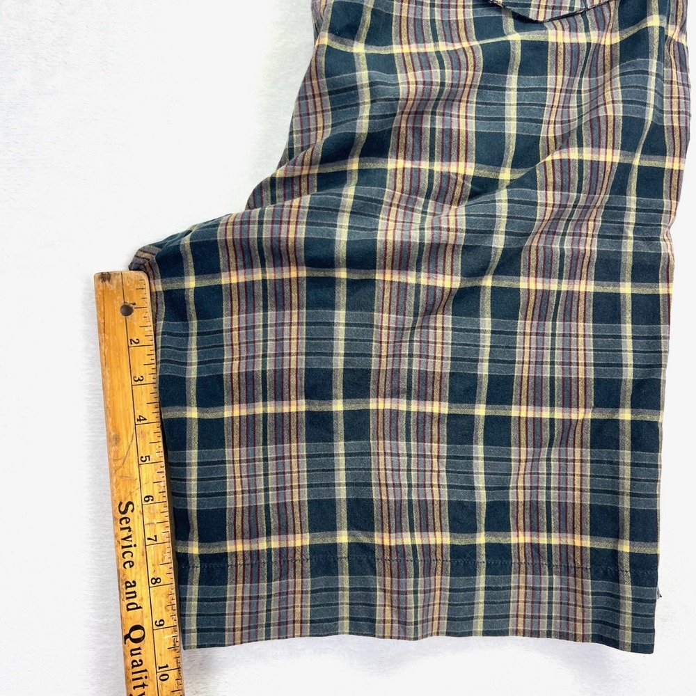 Polo Ralph Lauren Shorts Mens 37 Navy Yellow Plaid Preppy Cotton Flat Front - Picture 8 of 8